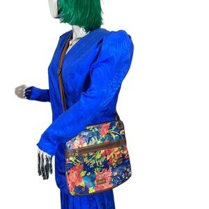 Sakroots Artist Circle‎ Flat Crossbody Sling Bag Womens OS Blue Yellow Floral